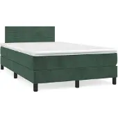 vidaXL Boxspring met matras fluweel donkergroen 120x200 cm