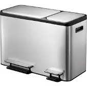 EKO - EcoCasa Recycler pedaalemmer 24+12 liter - stainless steel plastic - Matt Edelstahl