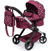 Bayer - Combi Poppenwagen Xeo, tas, bordeaux, roze, sterren