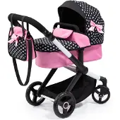 Bayer - Poppenwagen XEO in zwart, wit/roze