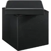 Acaza Poef - opvouwbaar - zonder poten - eco-leder - 38 cm - zwart