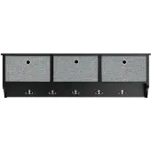 SoBuy Kapstok met Opbergrek - 3 Manden 5 Haken - Zwart