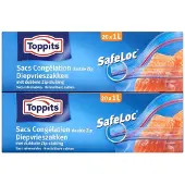 Toppits Safeloc Zip-Diepvrieszakken 1 liter 20 stuks
