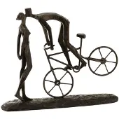 J-Line Koppel Kus Op Fiets decoratie - polyresin - donkerbruin