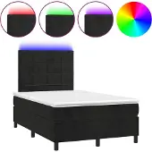 vidaXL Boxspring met matras en LED fluweel zwart 120x190 cm