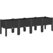 vidaXL Plantenbak met poten 160x40x42 cm polypropeen zwart