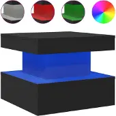 vidaXL Salontafel met LED-verlichting 50x50x40 cm zwart