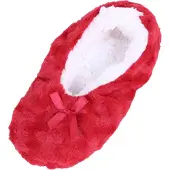 Sarcia.eu Rood-witte, pluizige pantoffels