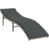vidaXL Ligbed met kussen 55x199x50 cm poly rattan lichtgrijs