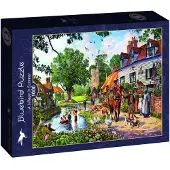 Bluebird Puzzle , Puzzelspel: Een dorp in de zomer - 1000 stukjes, kleurrijk