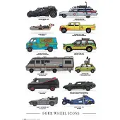 Merkloos Poster Four Wheels Icons 61x91,5cm