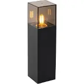 QAZQA Staande buitenlamp zwart met smoke kap 30 cm - Denmark