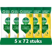 Dettol Antibacteriële Schoonmaakdoekjes - Sprankelende Citroen - 72 stuks - 5 Stuks - Voordeelverpakking