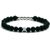 Heaven Eleven - Dames - armband - fijn - 925 - zilver - onyx matte - 6mm
