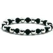 Heaven Eleven - Dames - armband - fijn - 925 - zilver - matte onyx - 7mm