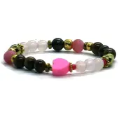 Heaven Eleven Meisjes armband hartje rozenkwarts rvs 6 mm