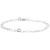 Heaven Eleven - Dames - armband - fijn - 925 - zilver - hartjes - verstelbaar