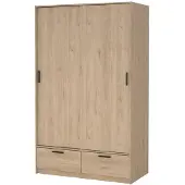 Ebuy24 Line kledingkast 2 deuren 2 laden okkernoot decor.