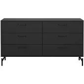 CALICOSY Dubbele ladekast met 6 lades matzwart met metalen onderstel b138,7 cm bora