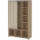 Ebuy24 Kit kledingkast met gordijn okkernoot decor beige.