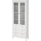CALICOSY Vitrinekast met 2 omlijste glazen deuren en 3 lades h199 cm barcelone