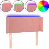 vidaXL Hoofdbord LED 103x16x78/88 cm fluweel roze