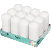 Bolsius 12 witte stompkaarsen - 2,7 x 6,7 inch ongeparfumeerde kaarsenset - 62 uur - druppel- en rookloze schoon brandende dinerkaarsen