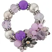 Behave - Elastische Statement Armband met Paarse Kralen