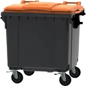 HygieneShopBasics Container 1100 liter vlak deksel grijs/oranje