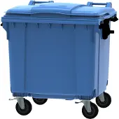 HygieneShopBasics Container 1100 liter vlak deksel blauw