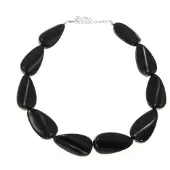 Behave - Ketting met acryl kralen - Nikkelvrij - 43 cm + verlengketting - Trendy zwart