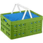 Sunware Square vouwkrat met handgreep 32 liter natuur-groen/wit