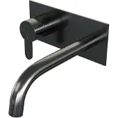 Brauer Inbouw wastafelmengkraan gunmetal edition coldstart gebogen uitloop korte platte hendel links geborsteld gunmetal pvd met afdekplaat