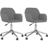 vidaXL Eetkamerstoelen draaibaar 2 st stof lichtgrijs
