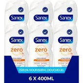 Sanex Zero% Droge Huid Douchegel - 6 x 400ml - Voor Droge Huid - Voordeelverpakking
