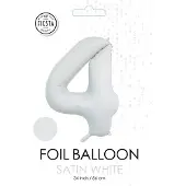 Wefiesta folieballon cijfer 4 mat wit metallic