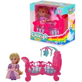 Lobbes Calleigh Mini Bed inclusief Pop en Kam - Roze