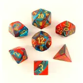 Chessex Gemini Rood-Teaal/goud Polydice Dobbelsteen Set (7 stuks)