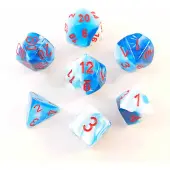 Chessex Gemini Astral blauw wit rood Polydice Dobbelsteen Set 7 stuks