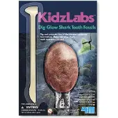 4M Opgraafkit Glow In The Dark - Haaientand - 2 Stuks - Fossielen - KidzLabs - 5 Jaar