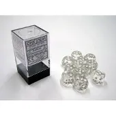 Chessex Doorschijnend helder/wit D6 16mm Dobbelsteenset (12 stuks)