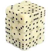 Chessex Opaque Ivory/black D6 12mm Dobbelsteen Set (36 stuks)