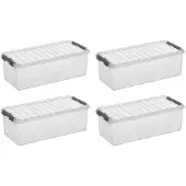 Sunware Q-line opbergbox 9,5L - Set van 4 - Transparant/grijs