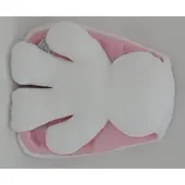 Harlekijn Snuggle Bunny wit met roze oren. 26 cm