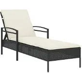 vidaXL Ligbed met kussen 63x200x81 cm poly rattan zwart