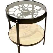 Home Deco Factory Bijzettafel met glazen blad met klok