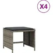 vidaXL Tuinkrukken 4 st met kussens 40x40x35 cm poly rattan grijs