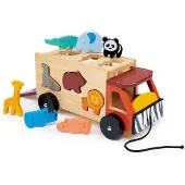 Mentari Sorteertruck - Safari - 23X12,5X11Cm - Hout - 2 Jaar