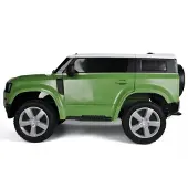 Land Rover Defender 90 Elektrische kinderauto 12V (1–6 jaar) – Officieel gelicentieerd, met afstandsbediening, 2 motoren, EVA-banden en bagageruimte – Elektrisch speelgoedvoertuig, groen