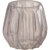 J-Line windlicht Anna - glas - lichtroze - 2 stuks